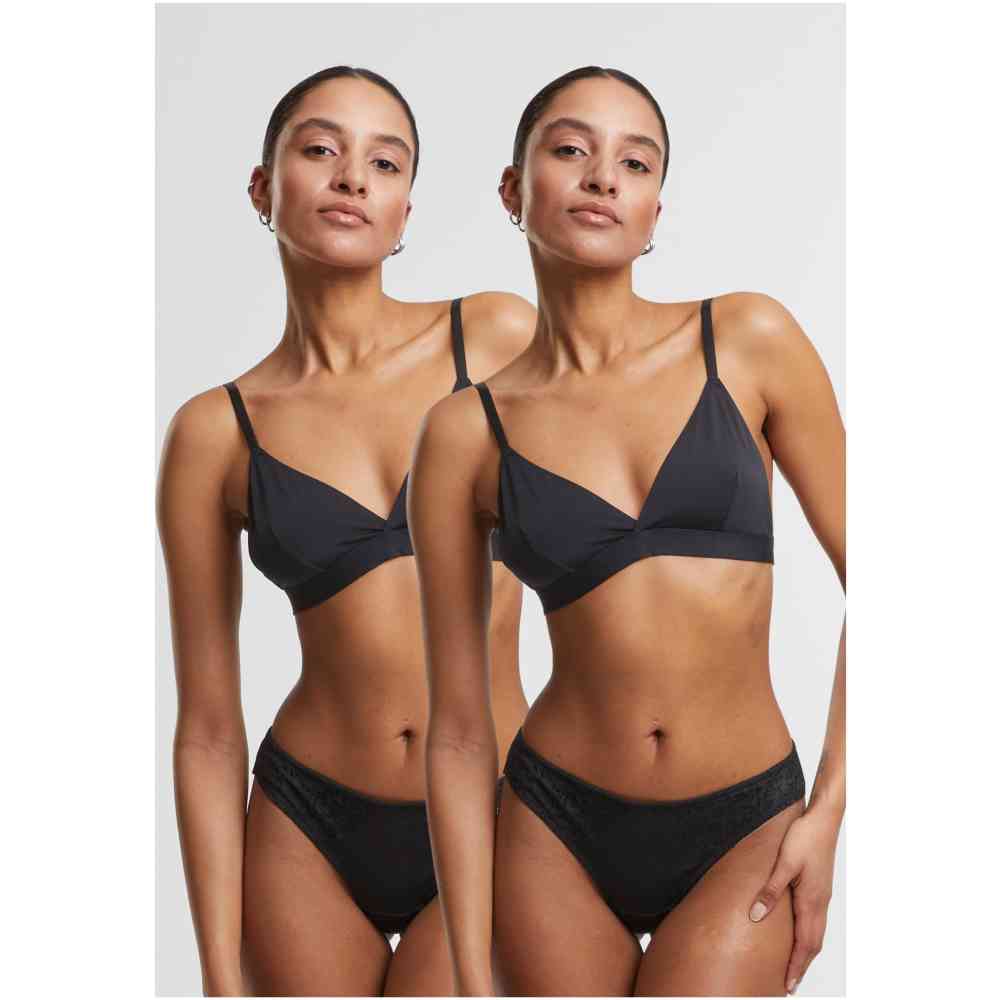 Urban Classics - Lace Tanga 2-Pack String - Noir/Noir